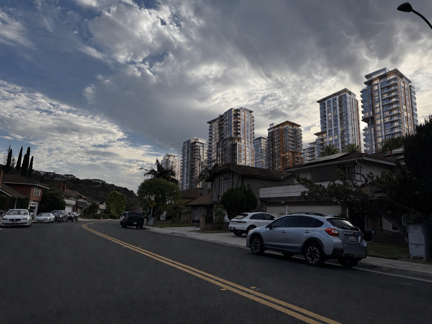 Illustrative concept of high-rise housing behind the neighborhood